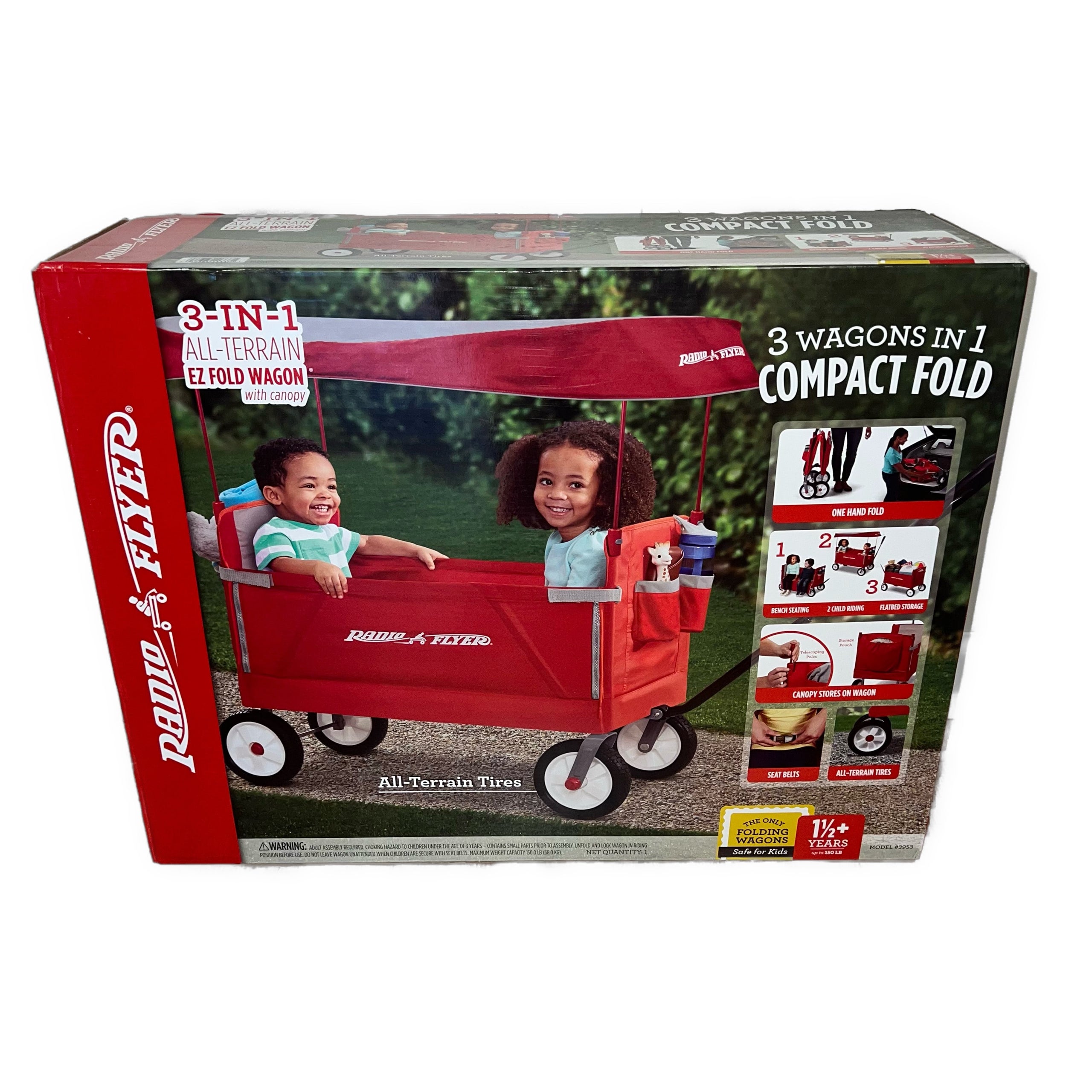 Radio Flyer 3In1 All Terrain EZ Fold Wagon With Canopy Chameleon
